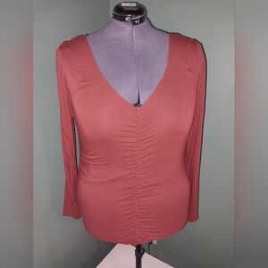NWT Forever 21 Rust Red Long Sleeve Scrunch Top